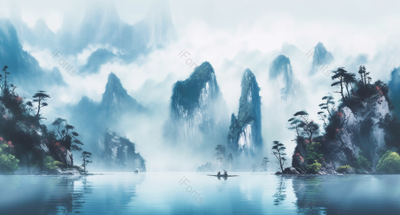 手绘中国风意境水墨山水风景画,插画/手绘图,插画/手绘图库,插画/手绘图下载,插画/手绘